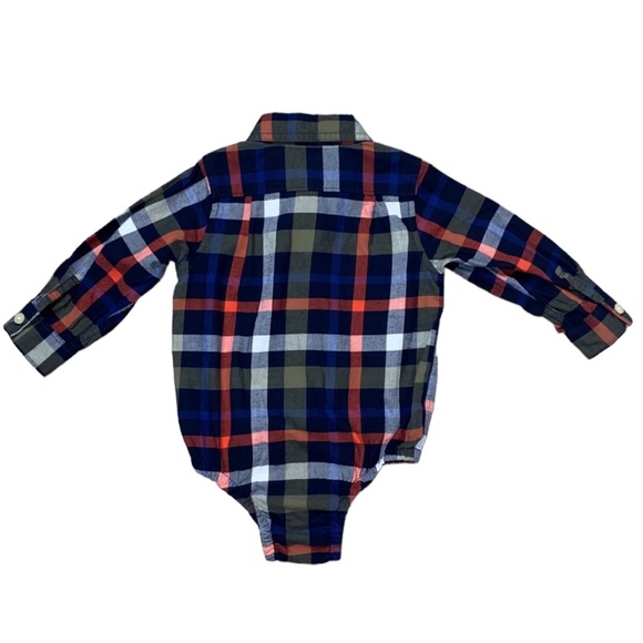 GAP Plaid Flannel Button Down Onesie Bodysuit 18-24 Months - Picture 5 of 13